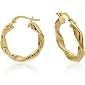 Resim Altınkesesi Altın Hacimli Çizgili Burgu Halka Küpe 2.2 CM 