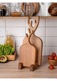 Resim 2li Geyik Kesme Tahtası Ahşap 