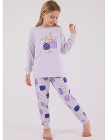 Resim Rolypoly Kız Çocuk Uzun Kol Pijama Takım Lila-1758 Lila 