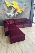 Resim Erduran Mobilya Angelo 5 Modül Köşe Koltuk Takımı (5 Modül) Babyface Kumaş Bordo Sırt Minderli 