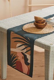 Resim AYSHome Bohem Tarzı Yeşil Leke Tutmaz Runner 