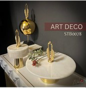 Resim Şık Mermer Ve Altın Dekoratif Pasta Standları & Küre Süs Seti 