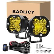 Resim Motion003 Baolıcy 2 Adet Alüminyum 4 İnç Led Motosiklet Işıkları Su Toz Geçirmez Sarı Işık Atv Utv Off-road Araçları İçin Yüksek Parlaklık 