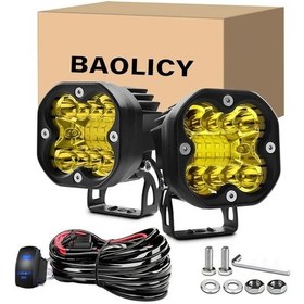 Resim Motion003 Baolıcy 2 Adet Alüminyum 4 İnç Led Motosiklet Işıkları Su Toz Geçirmez Sarı Işık Atv Utv Off-road Araçları İçin Yüksek Parlaklık 