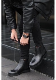Resim Shoetyle - Siyah Hakiki Deri Erkek Chelsea Bot-719-siyah Siyah 