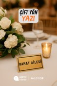 Resim Happynesso Masa Yazısı Serisinden ŞEFFAF Pleksi Üstü ÇİFT Yön GOLD Metal “DAMAT AİLESİ” Yazısı - 10x5 cm 