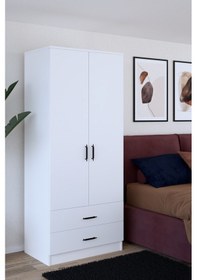 Resim Gubimo Abete Mobilya 2 Kapılı 2 Çekmeceli Gardırop / Beyaz 