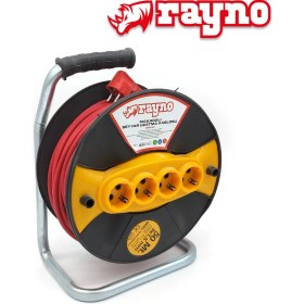 Resim Rayno Seyyar Makaralı Uzatma Kablosu 3x1,5mm 50MT - 7003 