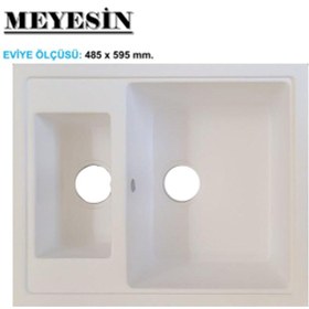 Resim Meyesin ME-62B Granit 1.5 Göz Mutfak Evyesi Beyaz 485 x 595 MM 