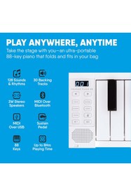 Resim E&D Collection Carry-on Folding 88 Tuşlu Taşınabilir & Katlanabilir Dijital Piyano (Beyaz) 