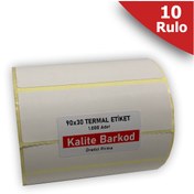 Resim 90X30 Termal Etiket 10 Rulo Barkod Etiketi Kalite Barkod 