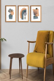 Resim Wow 3 Parça Bohem Modern Tarzda (Çerçeve Görünümlü) Uv Baskı Duvar Tablo Seti 