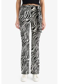 Resim Defacto Fitted Zebra Desenli İspanyol Paça Pantolon G2988ax25wnbk81 Siyah 