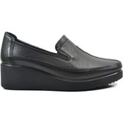 Resim Beety 5020 Hakiki Deri Siyah Ortopedik Dolgu Topuk Kadın Ayakkabı Siyah 