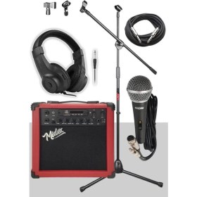 Resim Hepta Collection MGA-25RD-PAK Elektro Gitar Amfisi 25 Watt USB Bluetooth ve Şarjlı (Amfi Mikrofon Stand Kulaklık Jack 