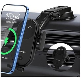 Resim Dream011 Siyah Ventilasyon Tabanlı Kablosuz Araba Şarj Cihazı Emme Kupu Iphone Google Xiaomi Uyumlu 