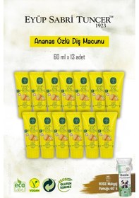 Resim Doğal Ananas Özlü Çocuk Diş Macunu 13 Adet 60 Ml, Rosie Hediye 