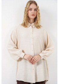 Resim Bigdart Kadın Dokulu Oversize Tunik 5989 - Krem 