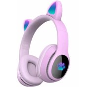 Resim Techno Guru Mobify Kedi Kulağı Tasarımlı Rgb Işıklı Katlanabilir L400 Bluetooth Kulaklık Mor 