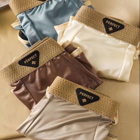 Resim 4 adet Erkek Buzlu Sliky Fiber Kumaş Boxer Briefs - Nefes Alabilen Spor İç Çamaşırı, Elastik Bel Bandı, Hafif ve Rahat Yazlık Gündelik Giyim, Bej, Kahverengi, Beyaz, Açık Mavi, Nefes Alabilen İç Çamaşırı | Şık Boxer Briefs | Orta Elastikiyet 