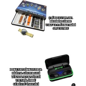 Resim Zero Land Mtxdpn Powerbank Bluetooth Kulaklık Ve Akıllı Saat 7 Kordonlu Metal Kordon Plastik Kordon 