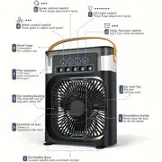 Resim 1 adet AOY AAOY 2'si 1 Arada Nemlendirici & Fan ve Aroma Difüzör, USB ile Çalışan Ayarlanabilir Hızlar, Siyah Kare Tasarım Ev Ofisi için, Tatil Hediyesi, Modern Cihaz, Çift Fonksiyonlu Cihaz 