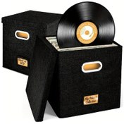 Resim Elmpaly Siyah 50 Plak Kapasiteli Katlanır Kapaklı Sağlam Ketut Saklama Kutusu 