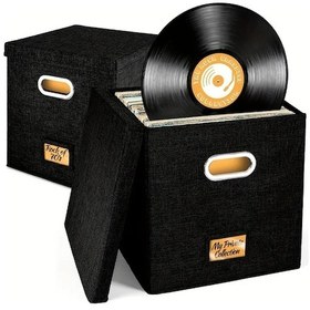 Resim Elmpaly Siyah 50 Plak Kapasiteli Katlanır Kapaklı Sağlam Ketut Saklama Kutusu 