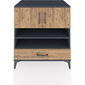 Resim Kronos Şifonyer 4 Raflı Tek Çekmeceli 2 Kapaklı 88x59x96 Antrasit-çam Antrasit 