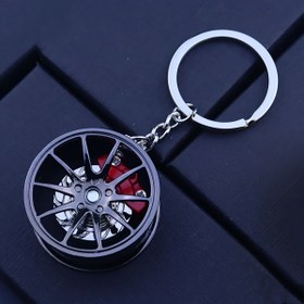 Resim 1 adet Çinko Alaşım Jant Göbeği Anahtarlık ile Kumpas, 360° Dönebilen Araba Anahtarlık, Araba Tutkunları İçin Eşsiz Hediye - Dayanıklı ve Yaratıcı Tasarım 