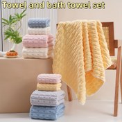 Resim Havlu ve Banyo Havlusu Seti, 2 parça set, 34,8 cm x 74,93 cm + 69,85 cm * 139,7 cm mercan polar malzeme, dayanıklı, yumuşak, emici, hızlı kuruyan aileler için uygun ön havlus, şık dekorasyon, yüksek emicili kumaş 