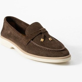 Resim Stato - Hakiki Süet Deri Loafer Kahve Kadın Ayakkab Kahve 