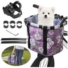 Resim Tongxida Doorslay Bisiklet Çıkarılabilir Sepet Evcil Hayvan Taşıyıcısı Kanvas Ön Çanta Alüminyum Çerçeve Renkli Evcil Hayvan S Renkli 