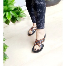 Resim Kadın Çapraz Bant 4 Nokta Ortopedik Ev ve Dışarı Terliği 