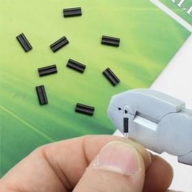 Resim 50 Adet Premium Siyah Karbon Balıkçılık Hattı Sıkma Kılıfları - Çift Oval, 0.6mm & 0.7mm Boyutlar, Güvenli Döküm için Dayanıklı Tel Bağlantı Elemanları, Sıkma Aracı Dahil 