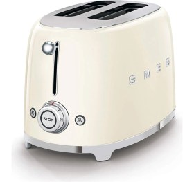 Resim Esmo Home Smeg Beyaz TSF01CREU Retro Krem 2x2 Slot Ekmek Kızartma Makinesi 