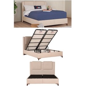 Resim Kilim Mobilya Ortopedia İkili Set (Sandıklı Baza + Başlık) 160x200 Krem 