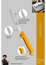 Resim Lazbisa Mtf-057 Gold Incisive Serisi Balık Fileto Bıçağı Et Steak Bıçak Mutfak Bıçak Sarı 