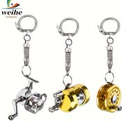 Resim 1pc Wei ve Metal Olta Makarası Dekoratif Kolye Mini Olta Makarası Hareketli Anahtarlık 