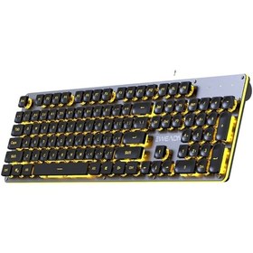 Resim Tcherchı 104 Tuşlu Ve Tamamen Metal Panelli, Yan Ortam Işığına Sahip Ergonomik Oyun Klavyesi 