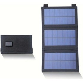 Resim Elmpaly Siyah 3 Katlanır Portatif Güneş Enerjisi Çantası Kampçılık Ekipmanı Şarj Cihazı 