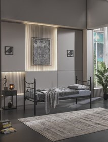 Resim Unimet Daily Daybed Tek Kişilik Sedir Metal Karyola Siyah 