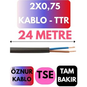 Resim Öznur 2x0,75 Ttr Kablo Metre Seçenekli Siyah - 24 Metre 