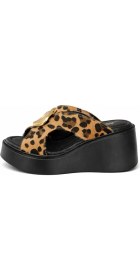 Resim Melinta Shoes Melinta Gold Detay Dolgu Topuk Kadın Terlik 