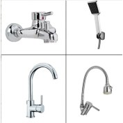 Resim ARÇE Delta Spiralli Evye + Lavabo + Banyo Bataryası + Duş Takımı 