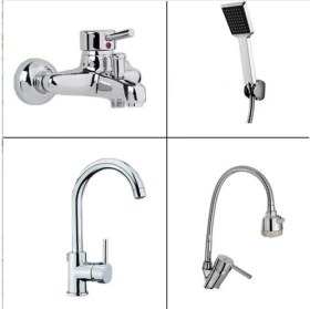 Resim ARÇE Delta Spiralli Evye + Lavabo + Banyo Bataryası + Duş Takımı 