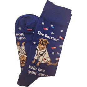 Resim Köpek Karakterli Lacivert Unısex Soket Çorap , EGS Textile 
