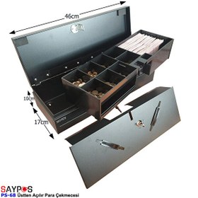 Resim Saypos PS68-24V Flip Top Anahtardan Ve Pos Bağlantılı Üstü Açılır Metal Para Kasası Para Çekmecesi 46x17x10 CM 
