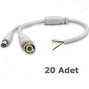 Resim Hazır Kablolu Bnc Konnektör Dc Power Jack Cctv Y Kablo - 20 Adet 