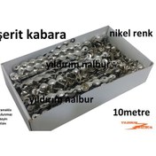 Resim Paket 10 Metre Şerit Kabara Nikel Renk Raptiye Çivi Koltuk Çivisi 